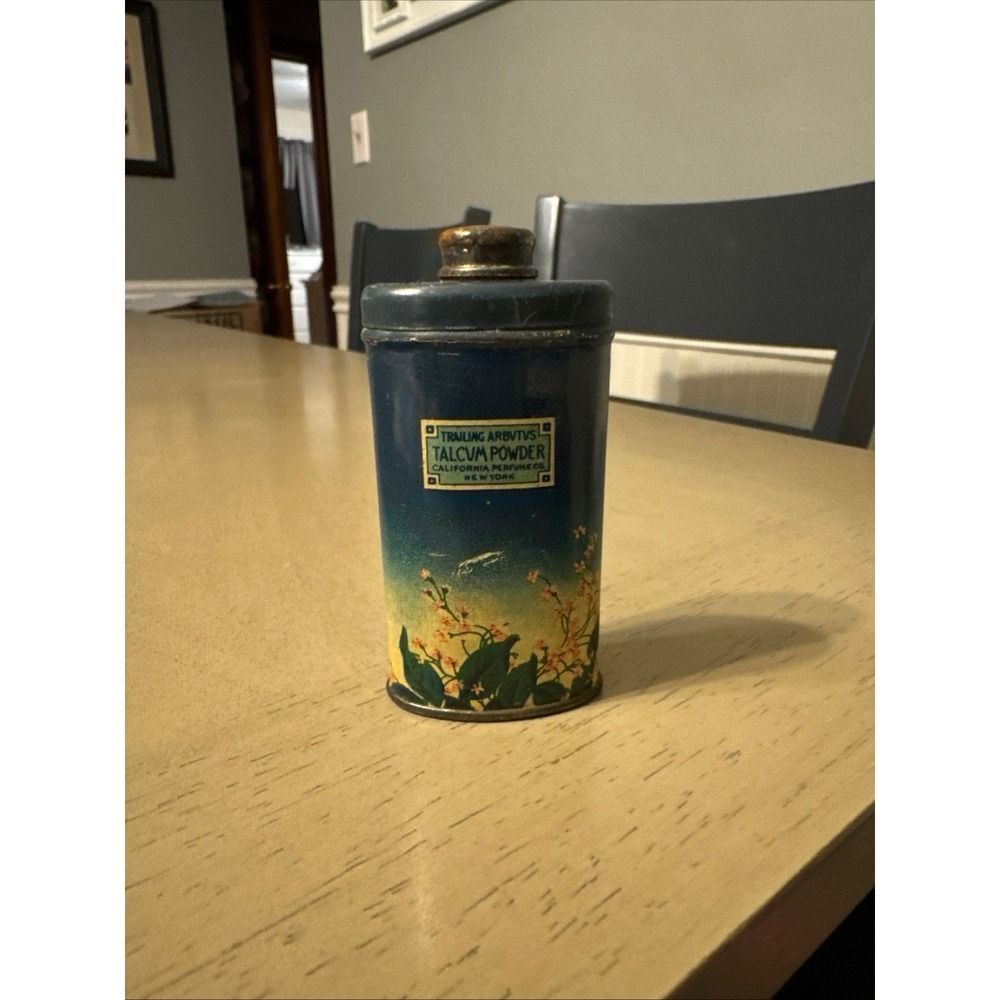 VINTAGE TRAILING ARBUTIS TALCUM POWDER TALC TIN